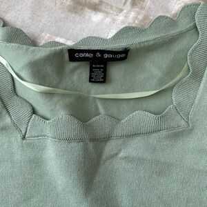 Cable & Gauge Green Scalloped Sweater